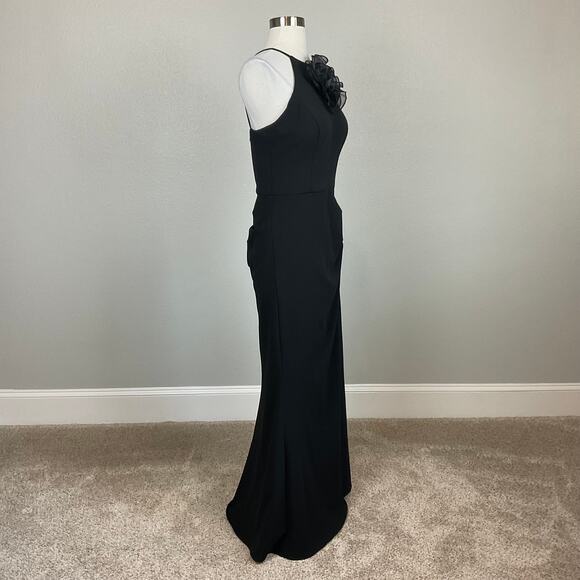 XSCAPE Sleeveless Halter Thigh Slit Long Evening Gown Black Size 14 Formal Dress - Picture 5 of 12